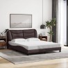 Cadre de lit avec LED sans matelas marron foncé 160x200cm tissu 