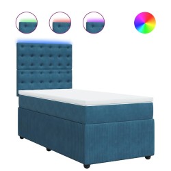 Sommier à lattes de lit avec matelas bleu 80x200 cm velours 