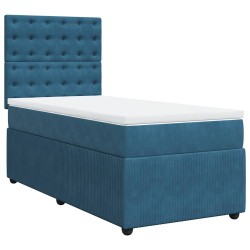 Sommier à lattes de lit avec matelas bleu 80x200 cm velours 