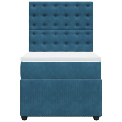 Sommier à lattes de lit avec matelas bleu 80x200 cm velours 