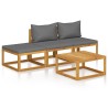 Salon de jardin 4 pcs avec coussin Bois d'acacia solide 