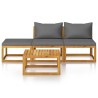 Salon de jardin 4 pcs avec coussin Bois d'acacia solide 