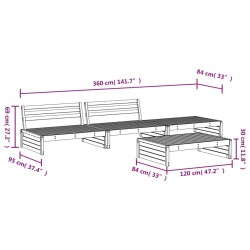 Salon de jardin 4 pcs bois de pin imprégné 