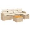 Salon de jardin avec coussins 6 pcs beige résine tressée 