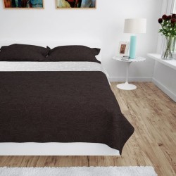 Couvre-lit à double face matelassé 170 x 210 cm Crème et marron 