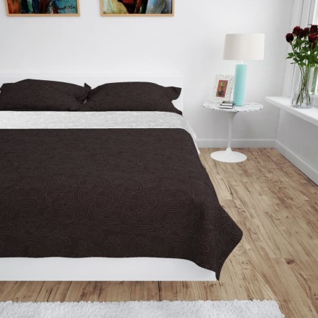 Couvre-lit à double face matelassé 170 x 210 cm Crème et marron 