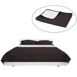 Couvre-lit à double face matelassé 170 x 210 cm Crème et marron 
