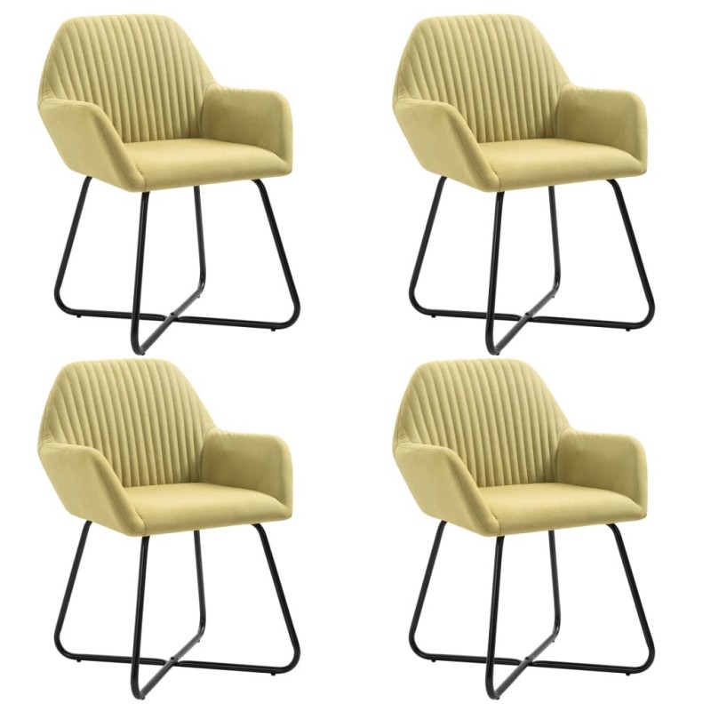 Chaises à manger lot de 4 vert tissu 