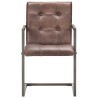 Chaises à manger cantilever lot de 2 marron cuir véritable 