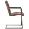 Chaises à manger cantilever lot de 2 marron cuir véritable 