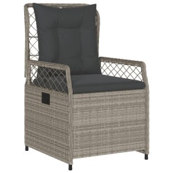 Ensemble à manger de jardin 3pcs coussins gris clair poly rotin 