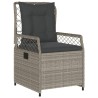 Ensemble à manger de jardin 3pcs coussins gris clair poly rotin 