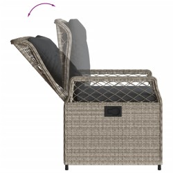 Ensemble à manger de jardin 3pcs coussins gris clair poly rotin 
