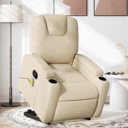 Fauteuil inclinable de massage Crème Tissu 