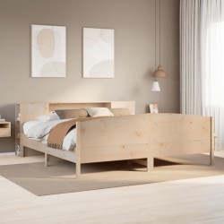 Lit bibliothèque sans matelas 200x200 cm bois massif de pin 