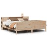 Lit bibliothèque sans matelas 200x200 cm bois massif de pin 