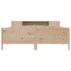 Lit bibliothèque sans matelas 200x200 cm bois massif de pin 