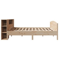 Lit bibliothèque sans matelas 200x200 cm bois massif de pin 