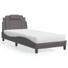 Lit avec matelas gris 90x190 cm similicuir 