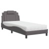Lit avec matelas gris 90x190 cm similicuir 