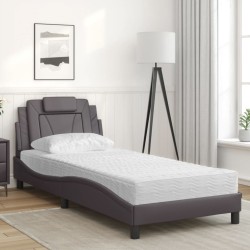 Lit avec matelas gris 90x190 cm similicuir 