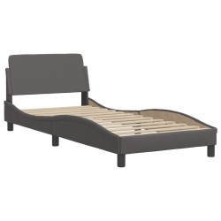 Lit avec matelas gris 90x190 cm similicuir 