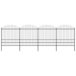 Clôture de jardin à dessus en lance Acier (1,75-2)x6,8 m Noir 