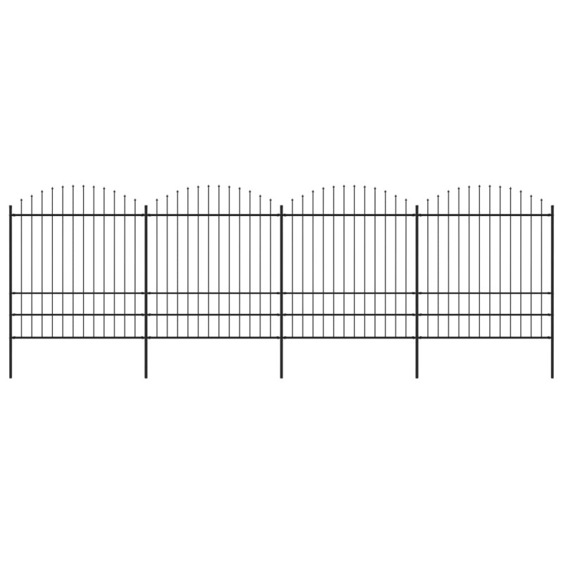Clôture de jardin à dessus en lance Acier (1,75-2)x6,8 m Noir Clôture de jardin à dessus en lance Acier (1,75-2)x6,8 m Noir