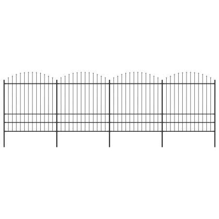 Clôture de jardin à dessus en lance Acier (1,75-2)x6,8 m Noir 
