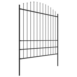 Clôture de jardin à dessus en lance Acier (1,75-2)x6,8 m Noir 
