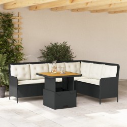 Canapés de jardin 2 pcs avec coussins Noir Résine tressée 