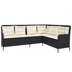 Canapés de jardin 2 pcs avec coussins Noir Résine tressée 