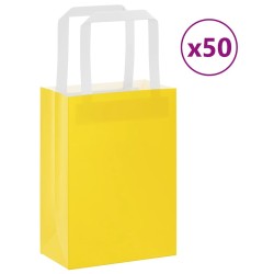 Sacs en papier 50 pcs avec poignées jaune 15x8x21 cm 