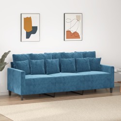 Canapé à 3 places Bleu 180 cm Velours 