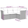 Salon de jardin 4 pcs avec coussins gris résine tressée 