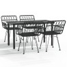 Ensemble à manger de jardin 5 pcs Noir Résine tressée 