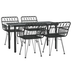Ensemble à manger de jardin 5 pcs Noir Résine tressée 