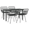 Ensemble à manger de jardin 5 pcs Noir Résine tressée 