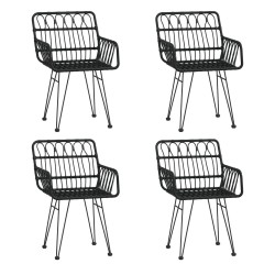 Ensemble à manger de jardin 5 pcs Noir Résine tressée 