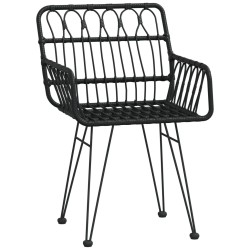 Ensemble à manger de jardin 5 pcs Noir Résine tressée 