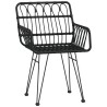 Ensemble à manger de jardin 5 pcs Noir Résine tressée 