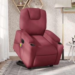 Fauteuil inclinable de massage électrique Rouge bordeaux Tissu 