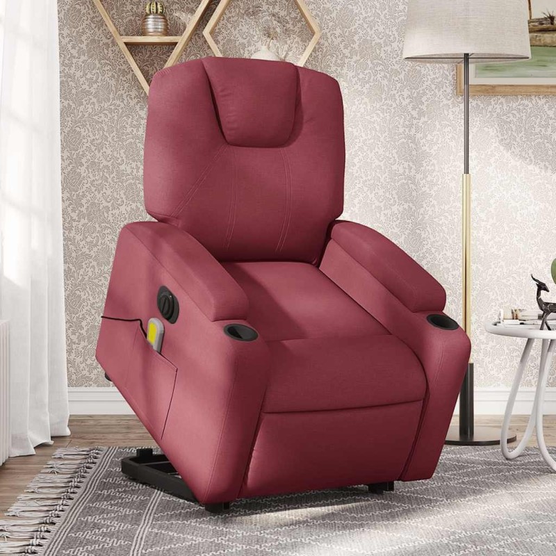 Fauteuil inclinable de massage électrique Rouge bordeaux Tissu 