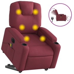 Fauteuil inclinable de massage électrique Rouge bordeaux Tissu 