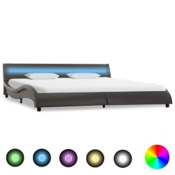 Cadre de lit avec LED Gris Similicuir 180 x 200 cm    
