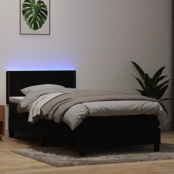 Sommier à lattes de lit avec matelas noir 100x210 cm velours 