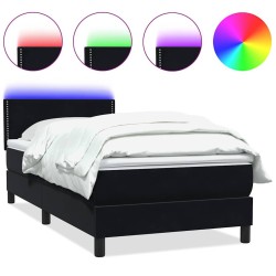 Sommier à lattes de lit avec matelas noir 100x210 cm velours 