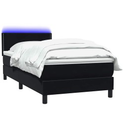 Sommier à lattes de lit avec matelas noir 100x210 cm velours 