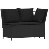 Salon de jardin 3 pcs avec coussins noir résine tressée 