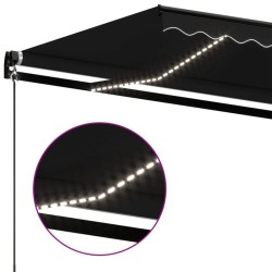 Auvent manuel rétractable avec LED 450x350 cm Anthracite 